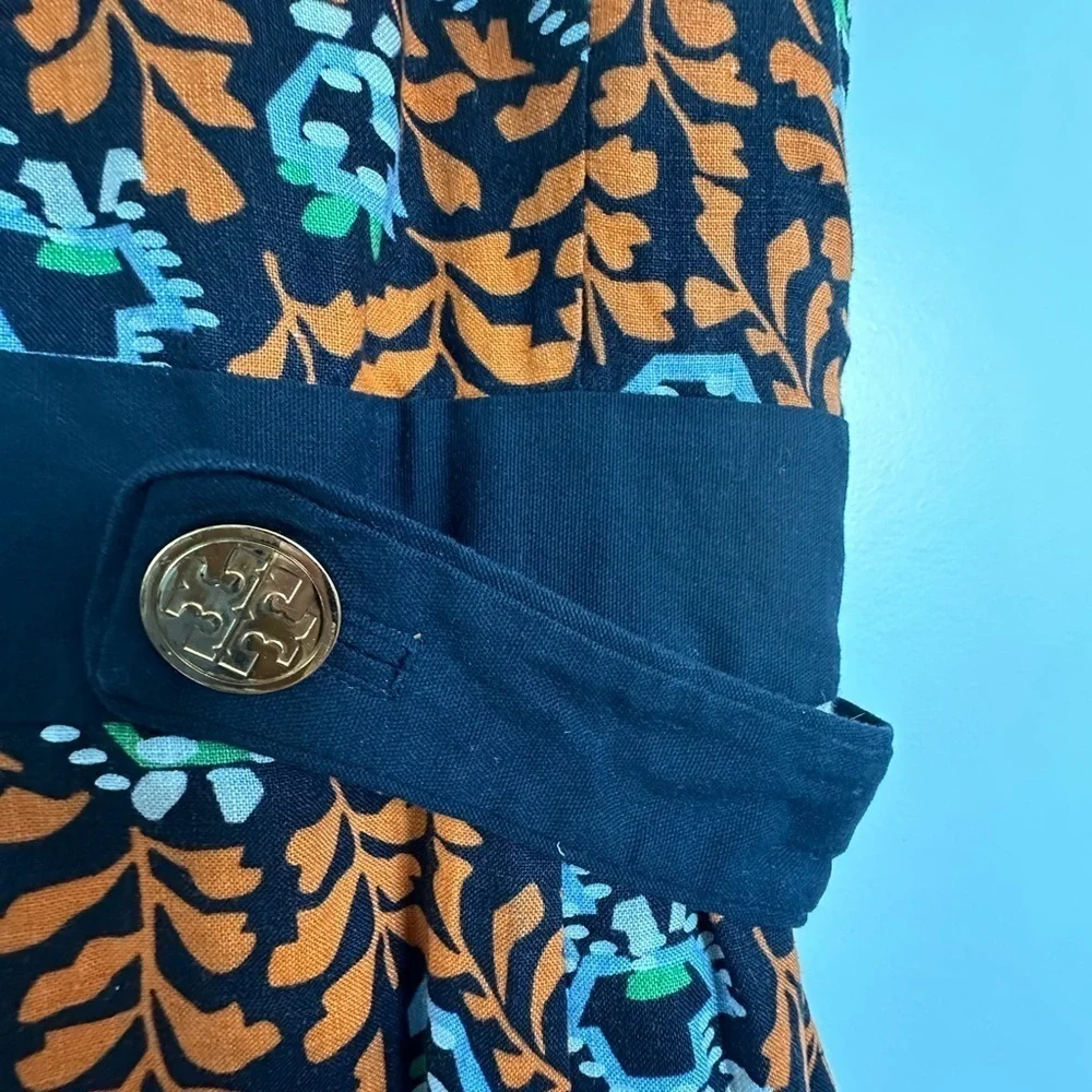 Tory Burch Melanie Navy and Orange Sheath Dress | 8 - Picture 2 of 6